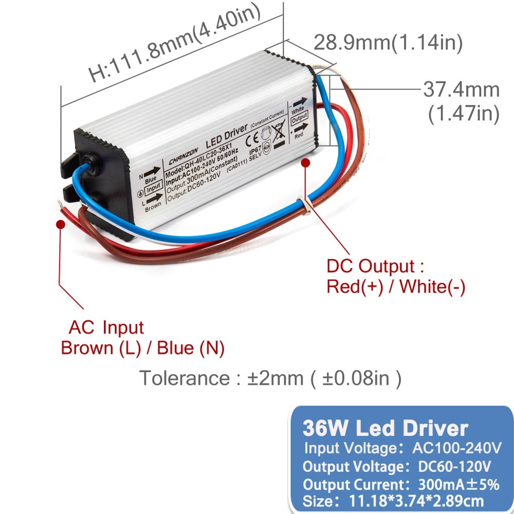 Constant Current Led Light Waterproof Ip67 Driver 10W 20W 36W 50W 100W 300Ma 450Ma 600Ma 900Ma 1500Ma Power Supply