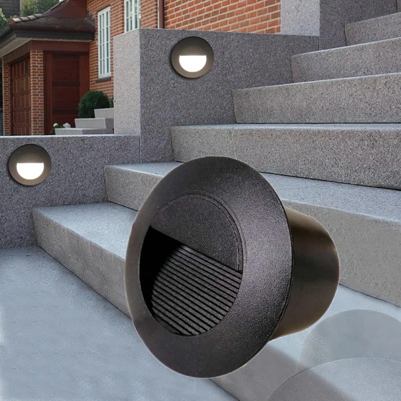 Round Led Stair Light 3W  AC85-265V Step Light Outdoor Indoor Waterproof Fashion Recessed Wall Lamp Garden Light