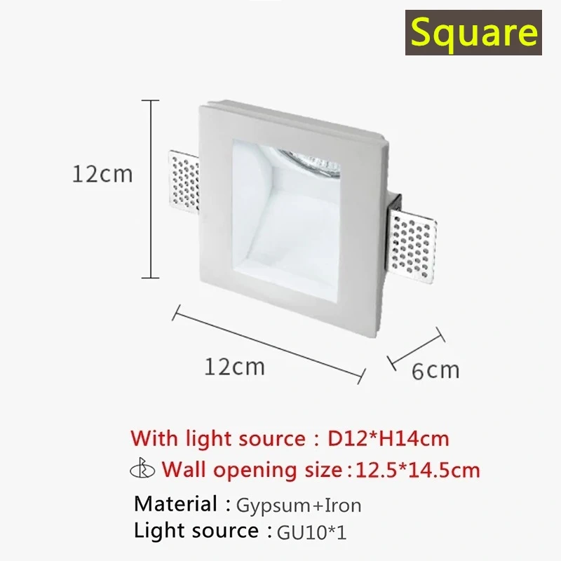 Gypsum Light Modern Round Square Embedded LED Wall Lamp Shopping Malls Hotels Bar Attic Staircase Footlight Gypsum Wall Lighting