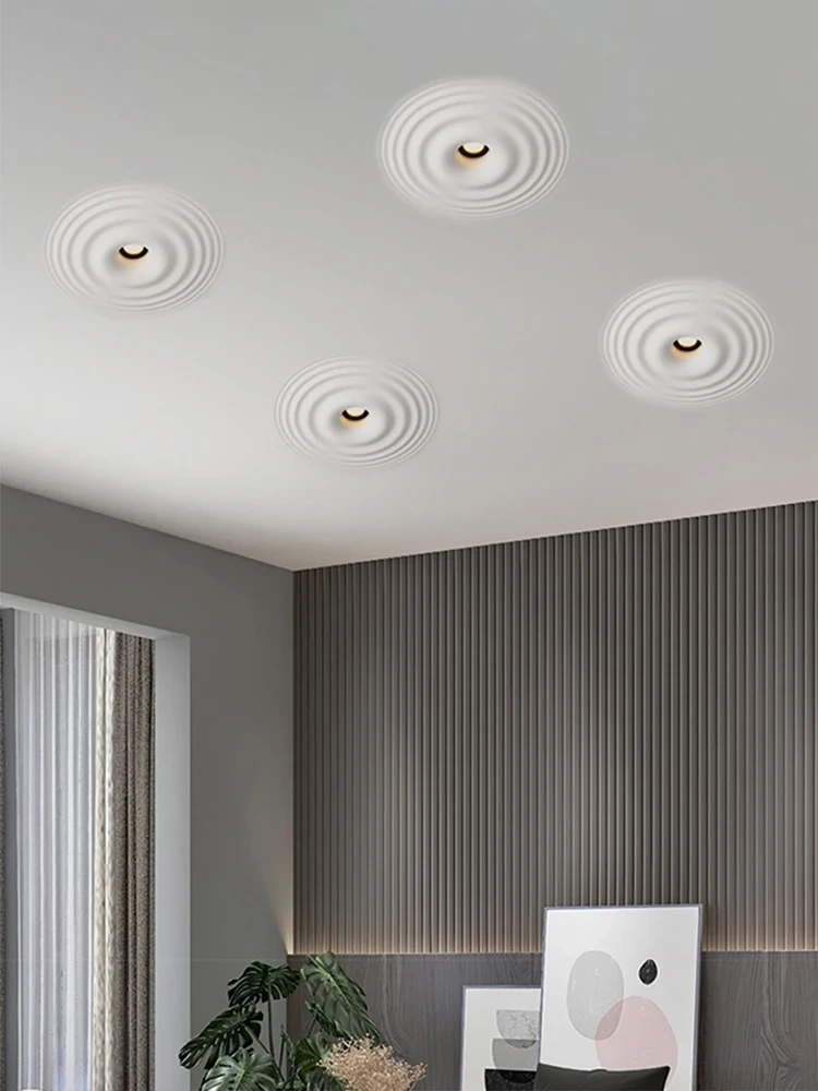 Gypsum Ceiling Lamp Water Ripple Design Living Room Bedroom Balcony Restaurant Cafe Hide Embedded 90-230v GU10 Ceiling Lights