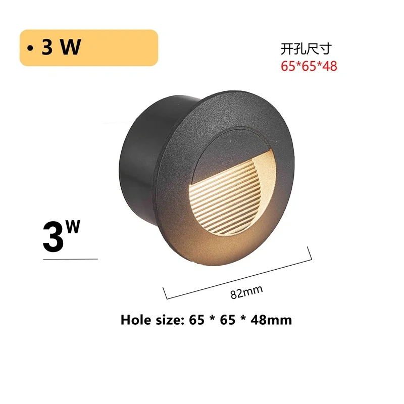 Round Led Stair Light 3W  AC85-265V Step Light Outdoor Indoor Waterproof Fashion Recessed Wall Lamp Garden Light