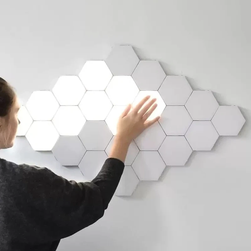 Hexagonal Touch Switch LED Wall Lamp Splicable Smart Home Bedroom Lamp AC 110 220V Quantum Night Light for Living Room Bedroom