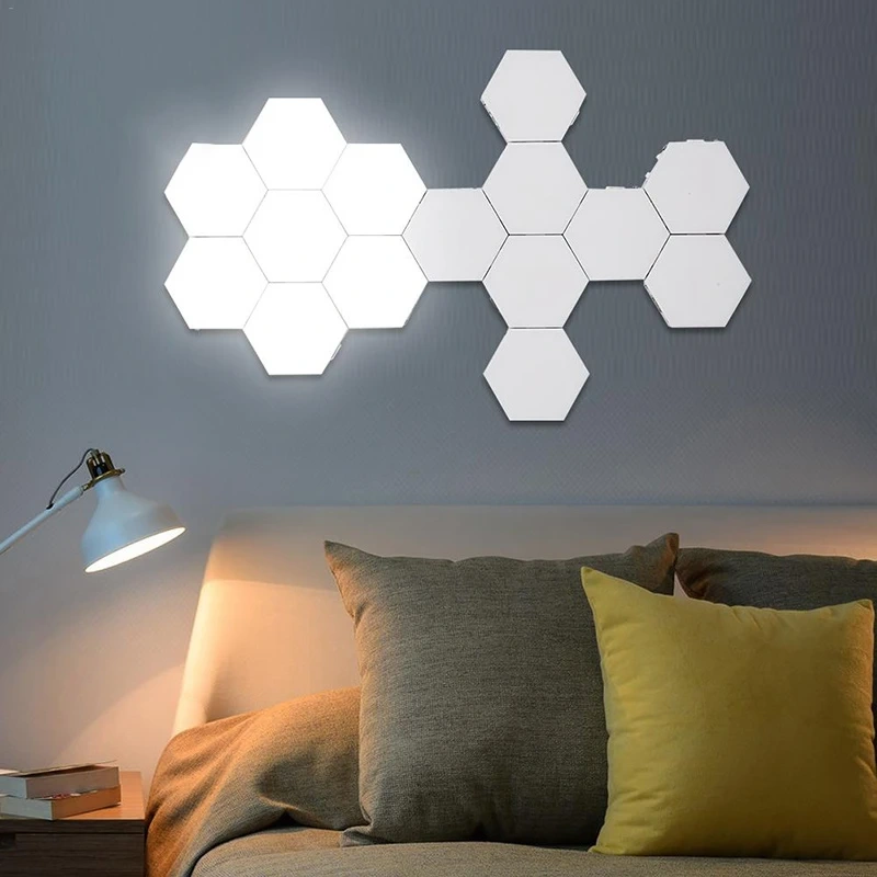 Hexagonal Touch Switch LED Wall Lamp Splicable Smart Home Bedroom Lamp AC 110 220V Quantum Night Light for Living Room Bedroom