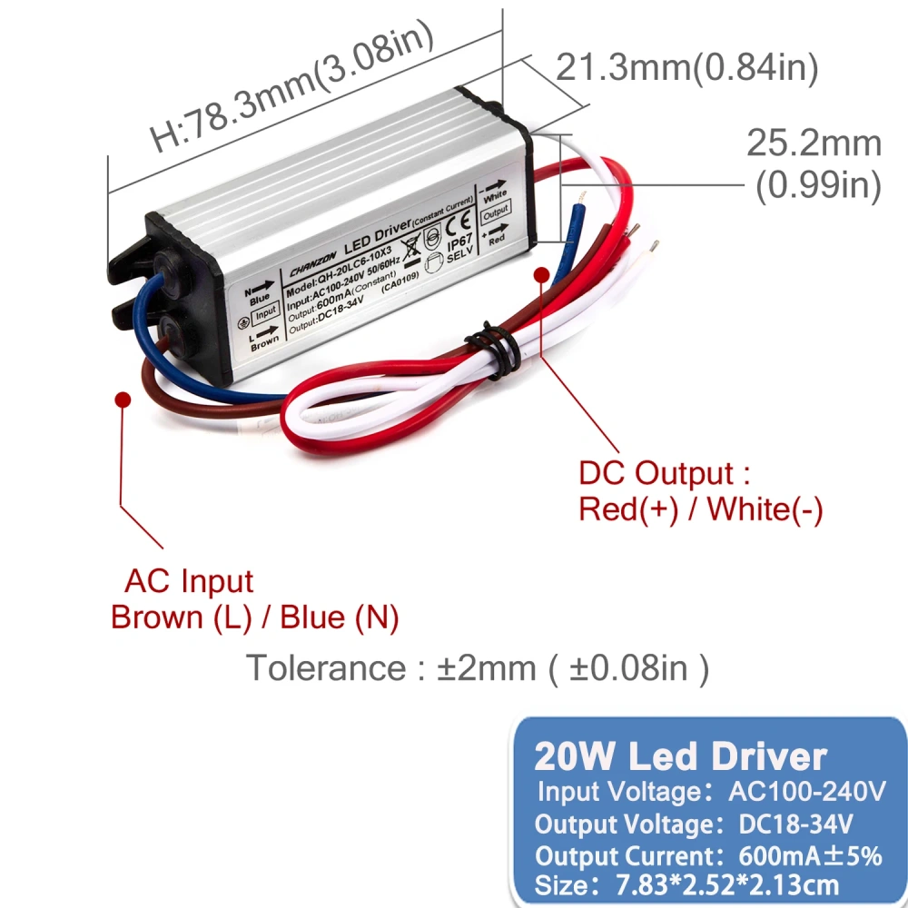 Constant Current Led Light Waterproof Ip67 Driver 10W 20W 36W 50W 100W 300Ma 450Ma 600Ma 900Ma 1500Ma Power Supply