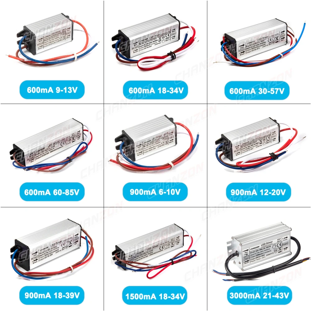 Constant Current Led Light Waterproof Ip67 Driver 10W 20W 36W 50W 100W 300Ma 450Ma 600Ma 900Ma 1500Ma Power Supply