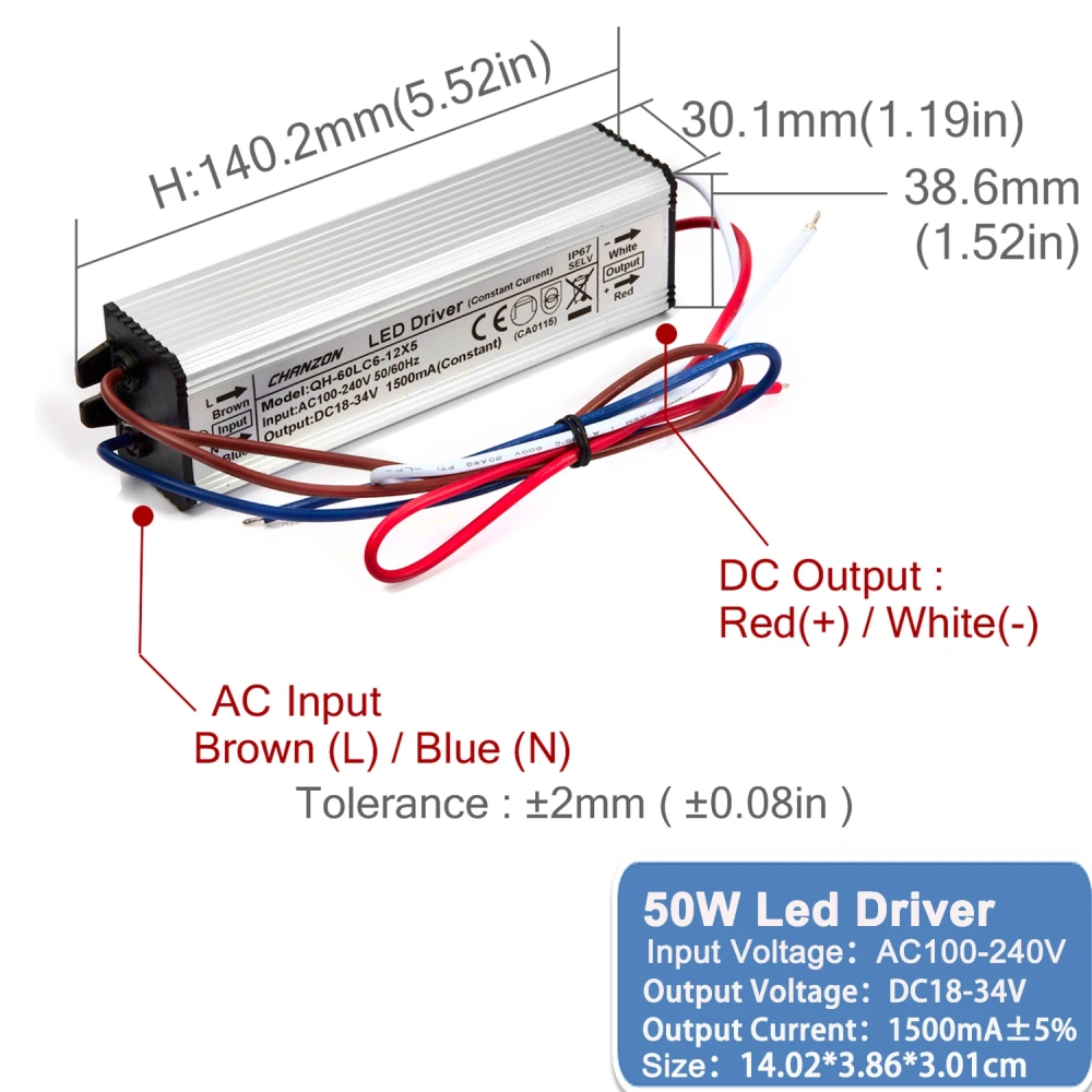 Constant Current Led Light Waterproof Ip67 Driver 10W 20W 36W 50W 100W 300Ma 450Ma 600Ma 900Ma 1500Ma Power Supply