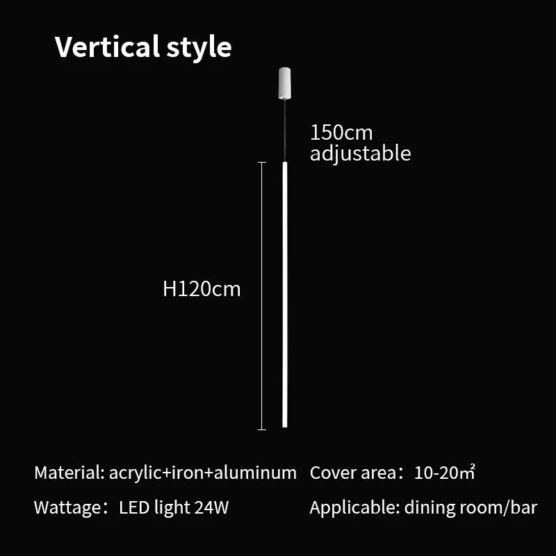 Nordic Minimalism Long Strip Led Chandelier Acrylic Office Showroom Pendant Light Lighting Dining Room Bar Hanging Lamp Fixtures