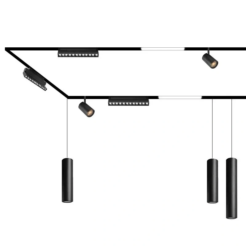 Embedded Magnetic Track Light, LED Recessed Rail Lamp System, Safe DC48V Modern Magnet Ceiling Spotlight for Living Room Bedroom