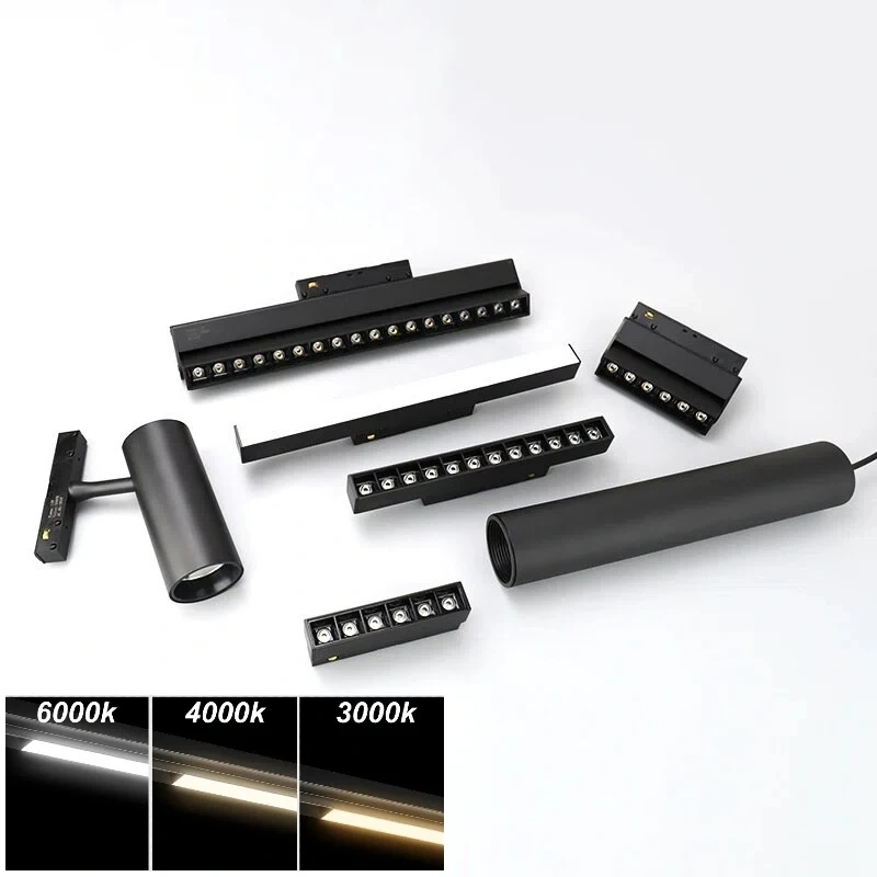 Embedded Magnetic Track Light, LED Recessed Rail Lamp System, Safe DC48V Modern Magnet Ceiling Spotlight for Living Room Bedroom