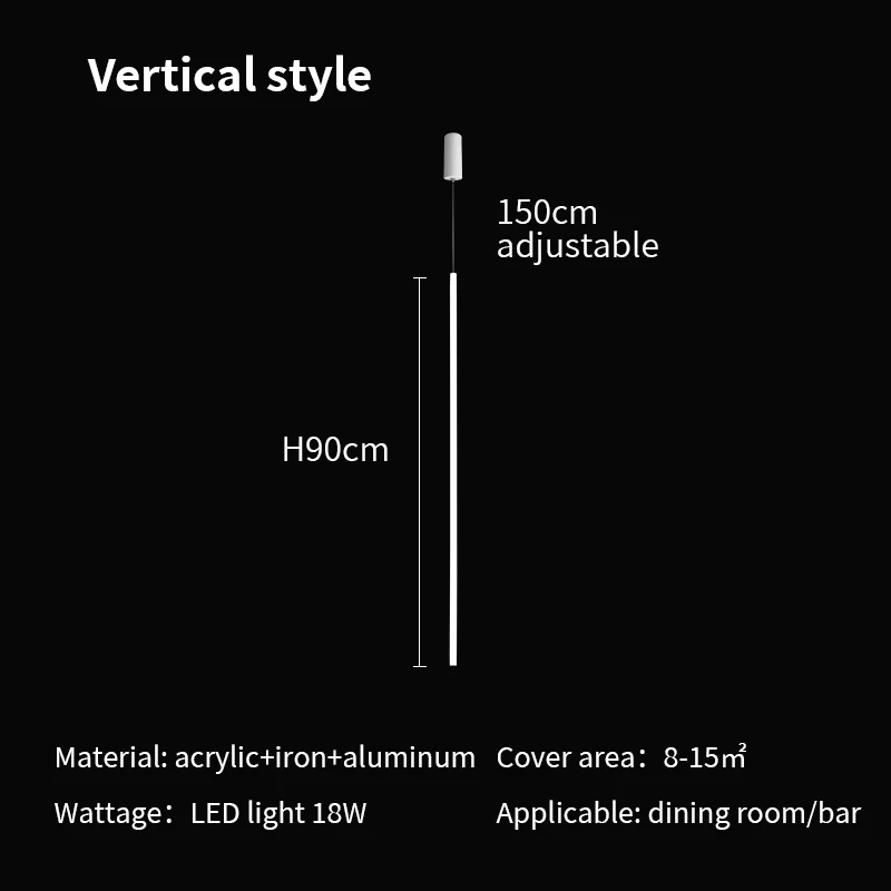 Nordic Minimalism Long Strip Led Chandelier Acrylic Office Showroom Pendant Light Lighting Dining Room Bar Hanging Lamp Fixtures