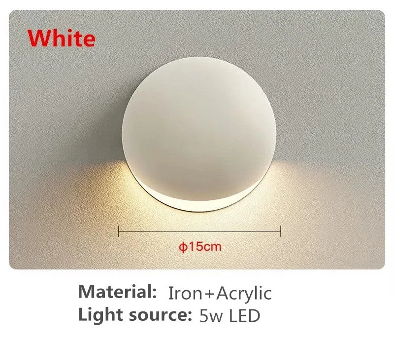 White/Black/Silvery Iron Wall Lamp Modern Living Room Bedroom Corridor Hotel Decor LED Wall Light Indoor Industrial Lighting