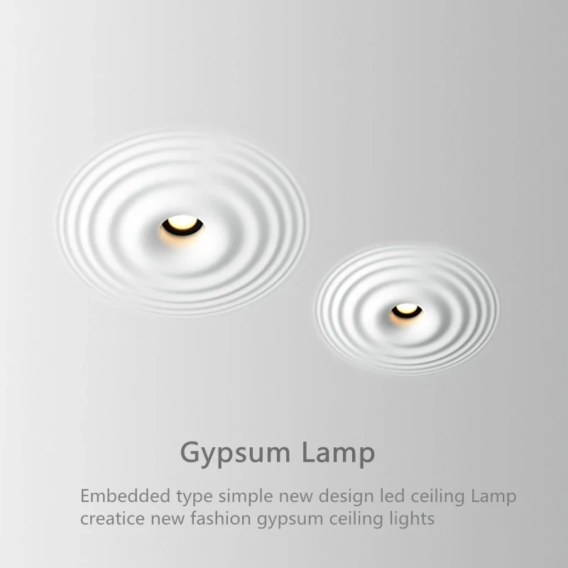 Gypsum Ceiling Lamp Water Ripple Design Living Room Bedroom Balcony Restaurant Cafe Hide Embedded 90-230v GU10 Ceiling Lights