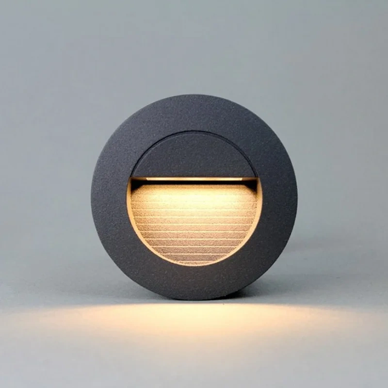 Round Led Stair Light 3W  AC85-265V Step Light Outdoor Indoor Waterproof Fashion Recessed Wall Lamp Garden Light