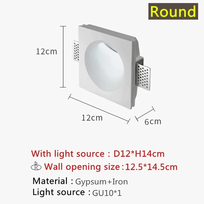 Gypsum Light Modern Round Square Embedded LED Wall Lamp Shopping Malls Hotels Bar Attic Staircase Footlight Gypsum Wall Lighting