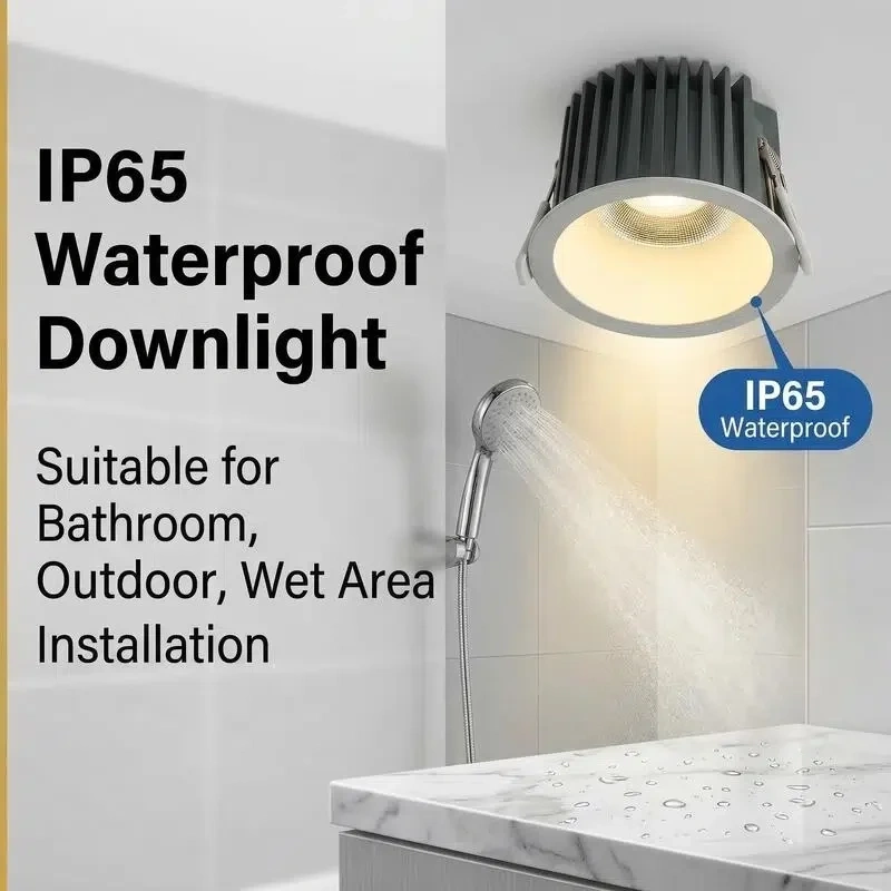 Recessed LED COB Downlight Waterproof IP65 Ceiling Light Modern Kitchen Bathroom Ceiling Lamps Spotlight Home Lighting Decor