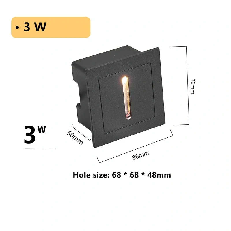 Round Led Stair Light 3W  AC85-265V Step Light Outdoor Indoor Waterproof Fashion Recessed Wall Lamp Garden Light
