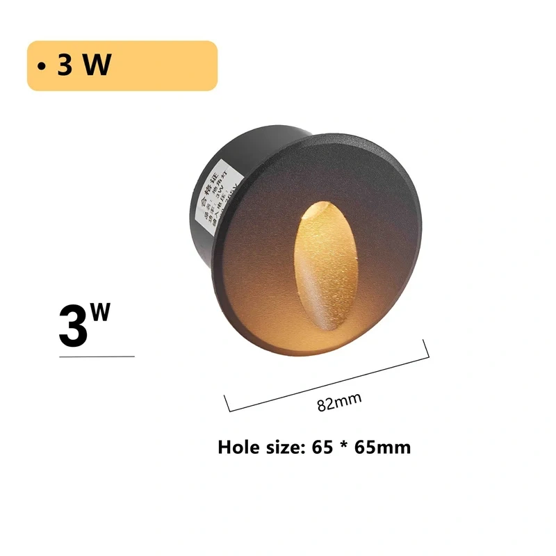 Round Led Stair Light 3W  AC85-265V Step Light Outdoor Indoor Waterproof Fashion Recessed Wall Lamp Garden Light