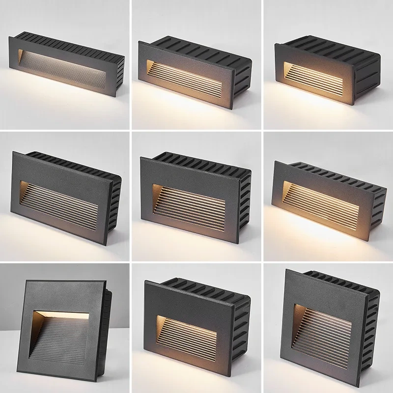 Round Led Stair Light 3W  AC85-265V Step Light Outdoor Indoor Waterproof Fashion Recessed Wall Lamp Garden Light