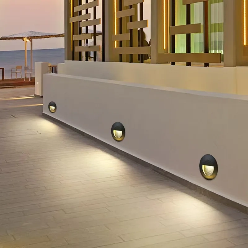 Round Led Stair Light 3W  AC85-265V Step Light Outdoor Indoor Waterproof Fashion Recessed Wall Lamp Garden Light