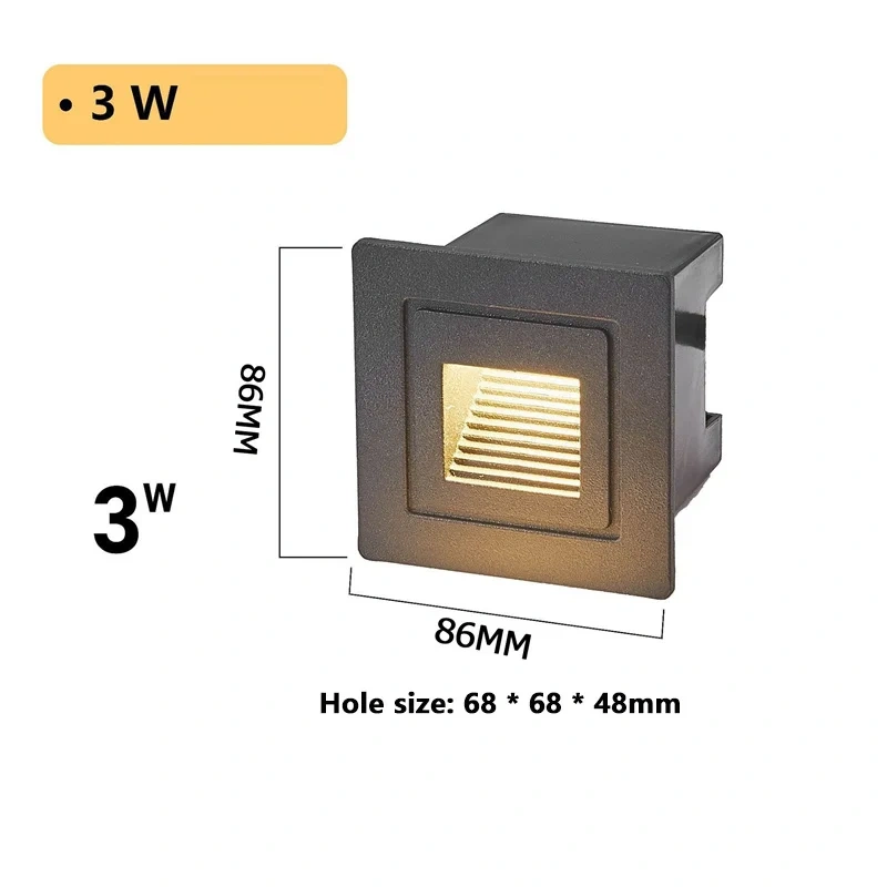 Round Led Stair Light 3W  AC85-265V Step Light Outdoor Indoor Waterproof Fashion Recessed Wall Lamp Garden Light