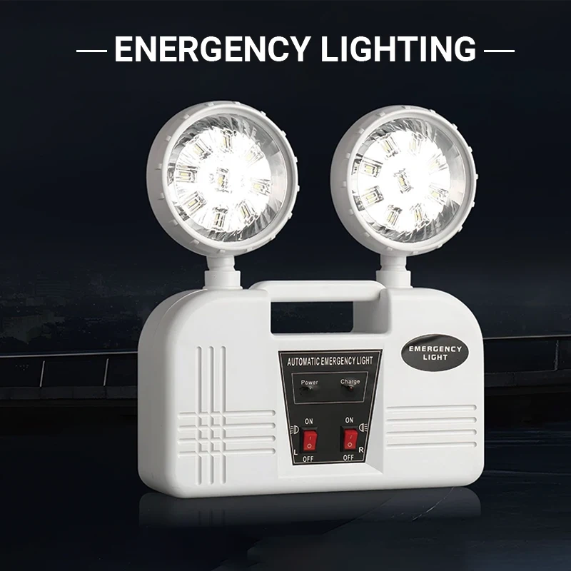 Double Headed LED Emergency Lamp Charging Emergency Lighting IP30 Fire Exit Indicator 3 Hour Battery Life AC85-265V