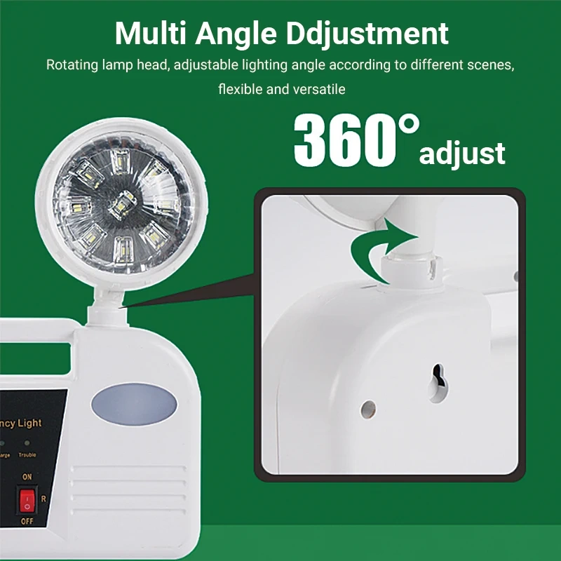 Double Headed LED Emergency Lamp Charging Emergency Lighting IP30 Fire Exit Indicator 3 Hour Battery Life AC85-265V