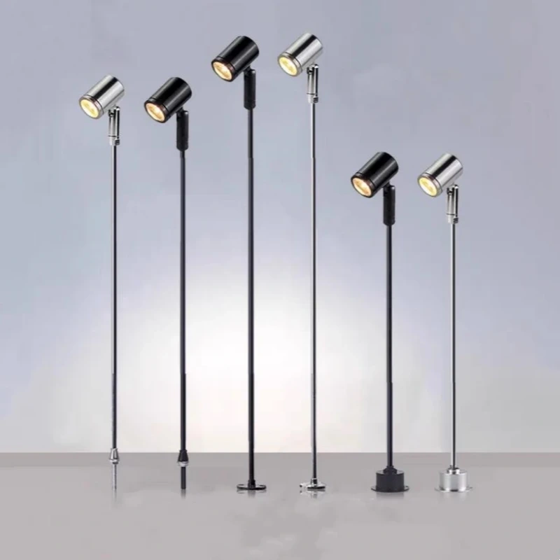 AC110-240V LED Mini Spotlight Cabinet Showcase Wine Counter Jewelry Display Lamp 20/30/40CM Pole Rotatable Angle Spot Light