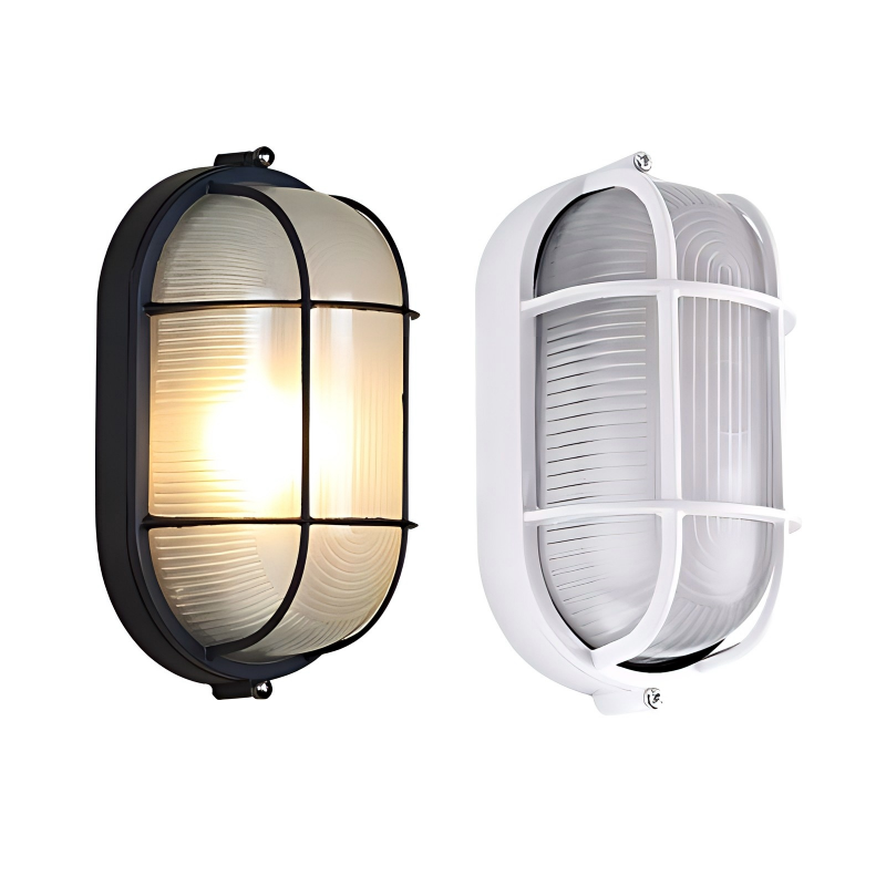 Retro aluminum and glass outdoor wall light