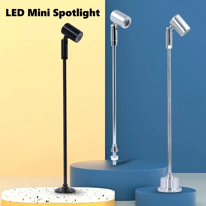 AC110-240V LED Mini Spotlight Cabinet Showcase Wine Counter Jewelry Display Lamp 20/30/40CM Pole Rotatable Angle Spot Light