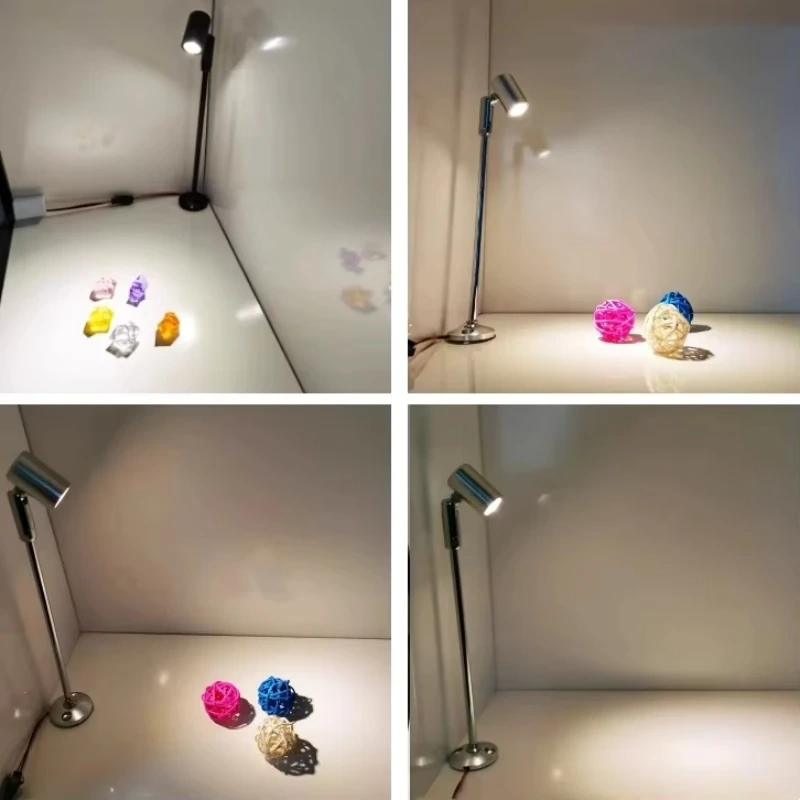 AC110-240V LED Mini Spotlight Cabinet Showcase Wine Counter Jewelry Display Lamp 20/30/40CM Pole Rotatable Angle Spot Light