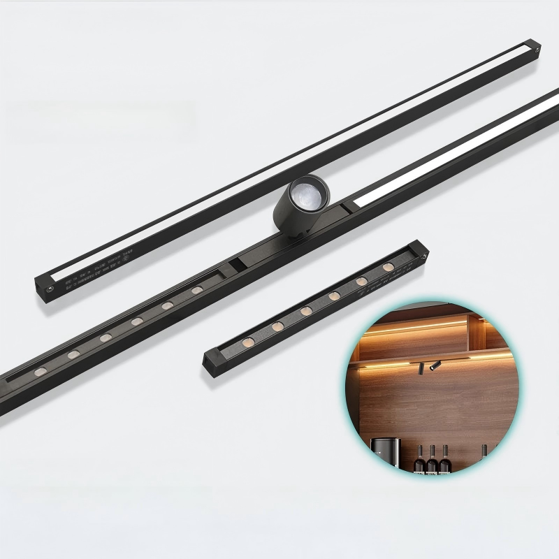 Grey Recessed Cabinet LED Magnetic Track Light DC12V Jewelry Display Mini Spotlight Exhibition Shopwindow Rail Lighting System