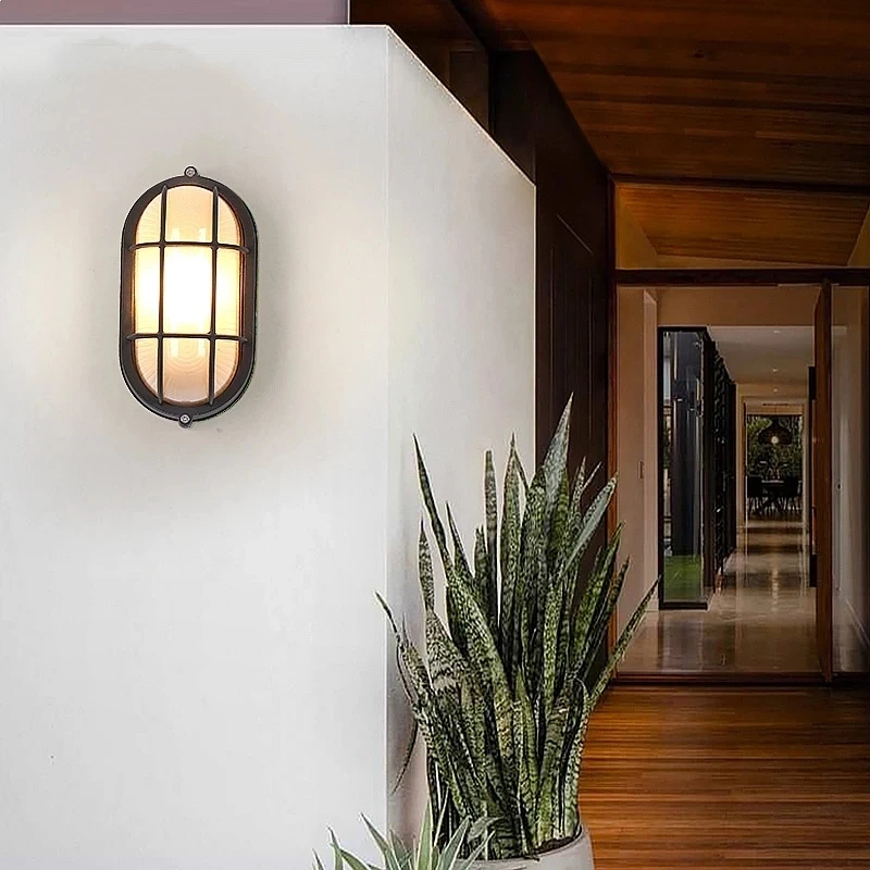 White vintage outdoor wall light for villa entrance