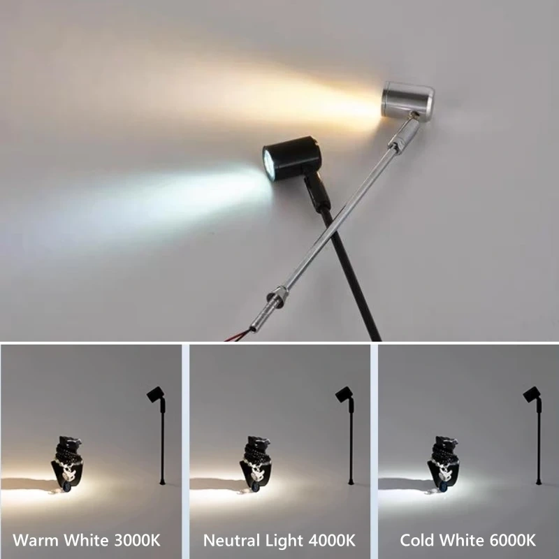 AC110-240V LED Mini Spotlight Cabinet Showcase Wine Counter Jewelry Display Lamp 20/30/40CM Pole Rotatable Angle Spot Light