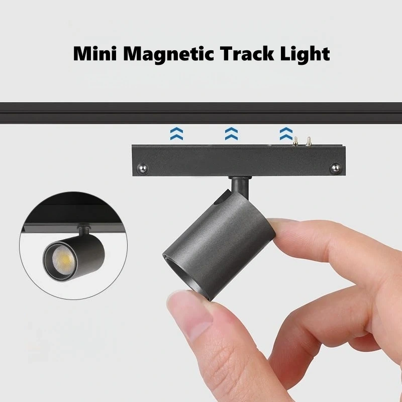 Grey Recessed Cabinet LED Magnetic Track Light DC12V Jewelry Display Mini Spotlight Exhibition Shopwindow Rail Lighting System