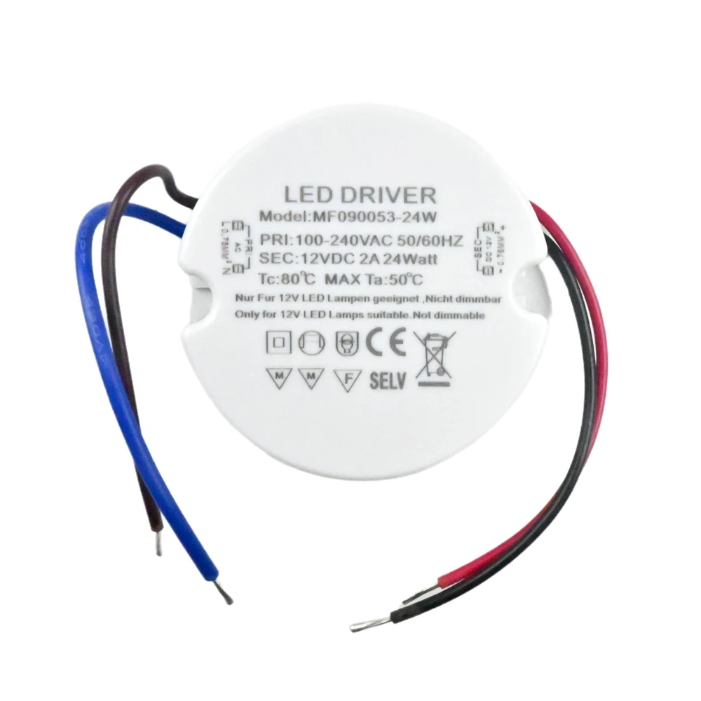 24W 30W 36W Round LED Driver Ultra Slim LED Power Supply Round LED Transformer AC 110V 220V 230V to DC 12V 24V For LED Lamp