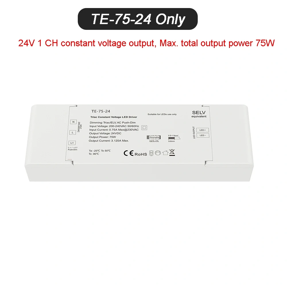 40W 75W Triac Dimming Constant Voltage LED Driver 12V 24V Dimmable Power Supply PWM Digital Dimming For Indoor LED Lighting