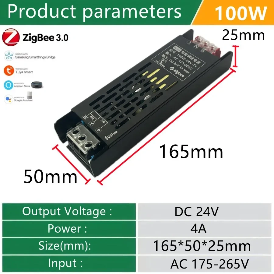 LED Power Supply AC175-265V DC 24V Dimmer Transformer Tuya Zigbee Support Alexa Gooogle Voice APP Control For Home CCT LED Strip