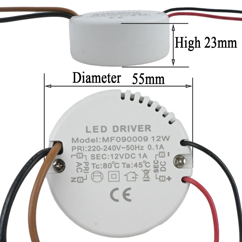 12W 15W Round LED Driver AC 220-240V TO DC 12V 24V Power Supply Adapter External Transformer For LED Strip Lamp Indoor lighting
