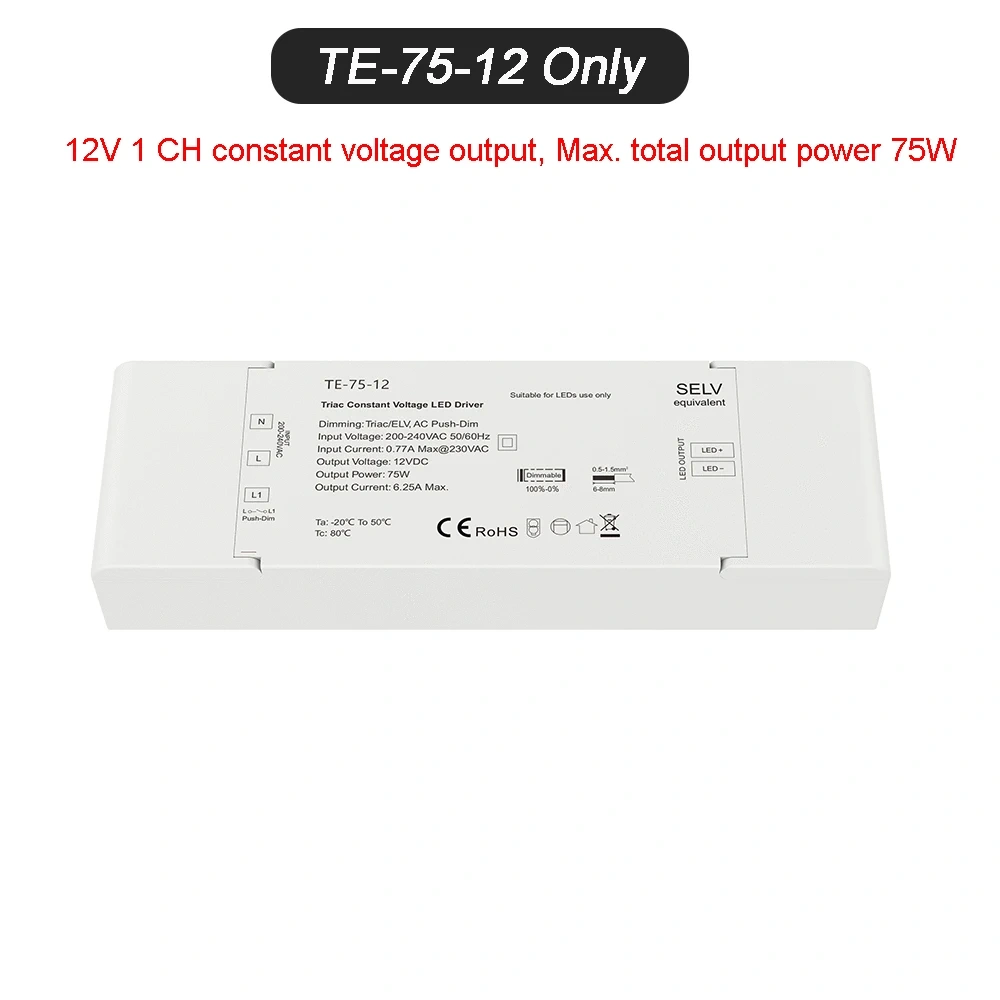 40W 75W Triac Dimming Constant Voltage LED Driver 12V 24V Dimmable Power Supply PWM Digital Dimming For Indoor LED Lighting