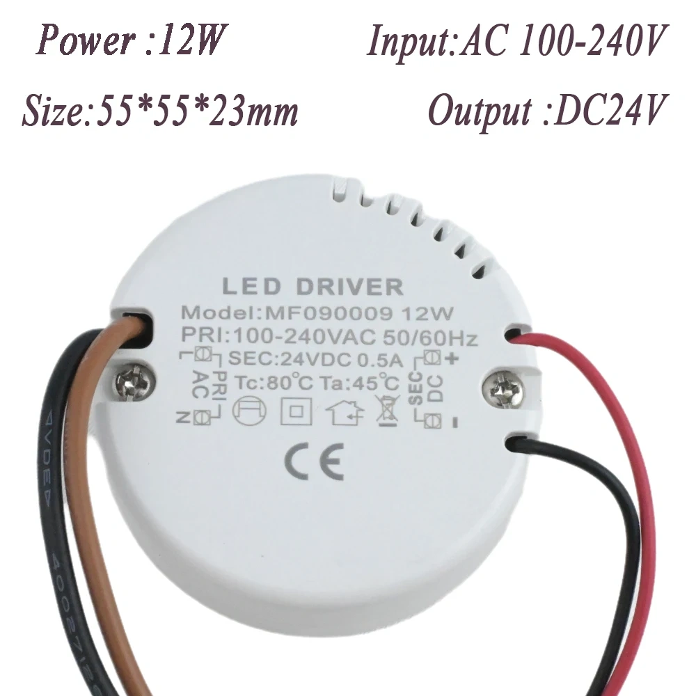 12W 15W Round LED Driver AC 220-240V TO DC 12V 24V Power Supply Adapter External Transformer For LED Strip Lamp Indoor lighting