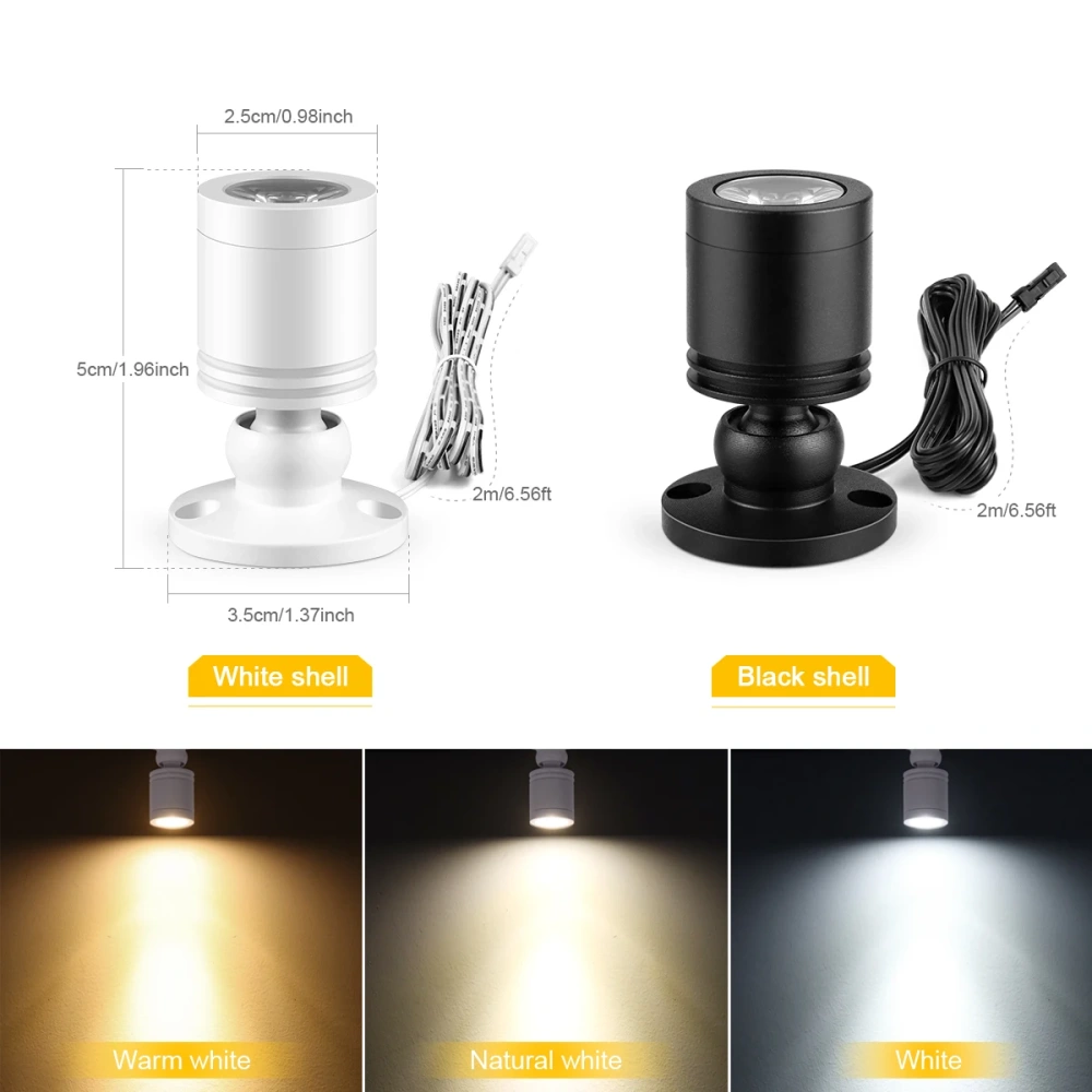 12V 3W LED Spotlight with Touch/Wave Dimmer 2800K-6500K LED Light for Display Cabinet Collectibles Shelf Lighting