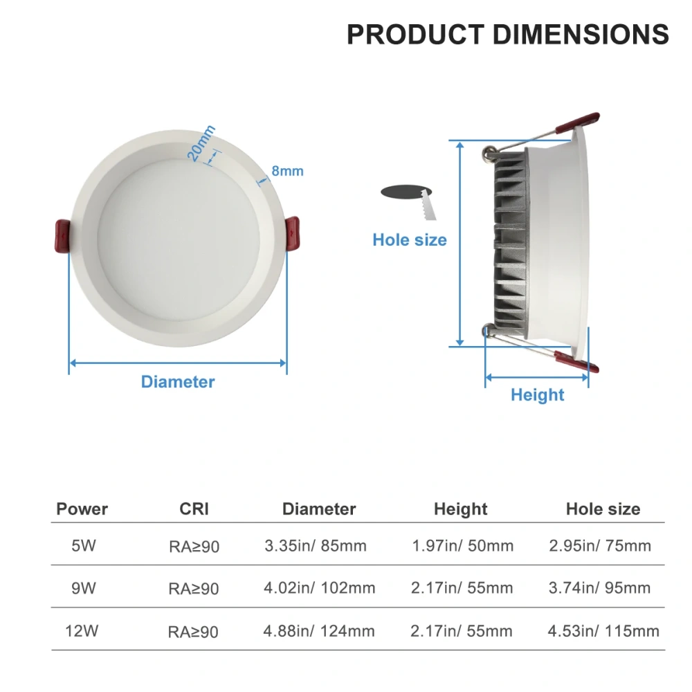 Tuya Zigbee DALI Smart LED Downlight Anti-Glare Recessed 5 CCT Black/White 110/220V Dimmabe Ceiling Lamp Bedroom Kitchen