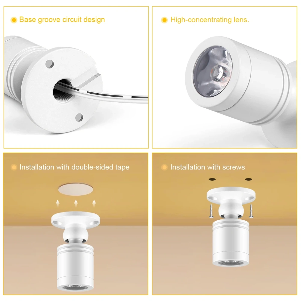 12V 3W LED Spotlight with Touch/Wave Dimmer 2800K-6500K LED Light for Display Cabinet Collectibles Shelf Lighting