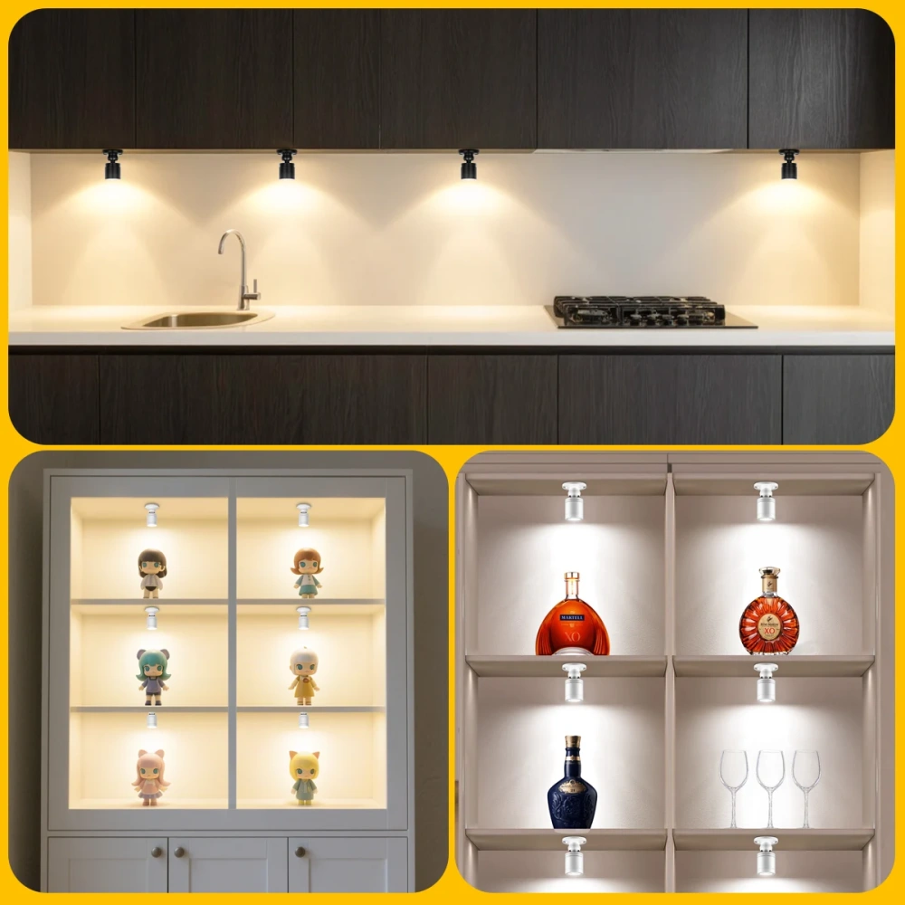 12V 3W LED Spotlight with Touch/Wave Dimmer 2800K-6500K LED Light for Display Cabinet Collectibles Shelf Lighting