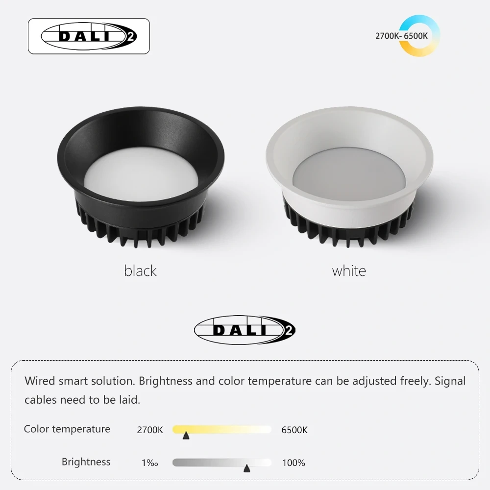 Zigbee/ 5 CCT Switchable/Matter/ DALI Recessed Narrow Border LED Ceiling Lamp Anti-glare Downlight  Bedroom Kitchen Living Room