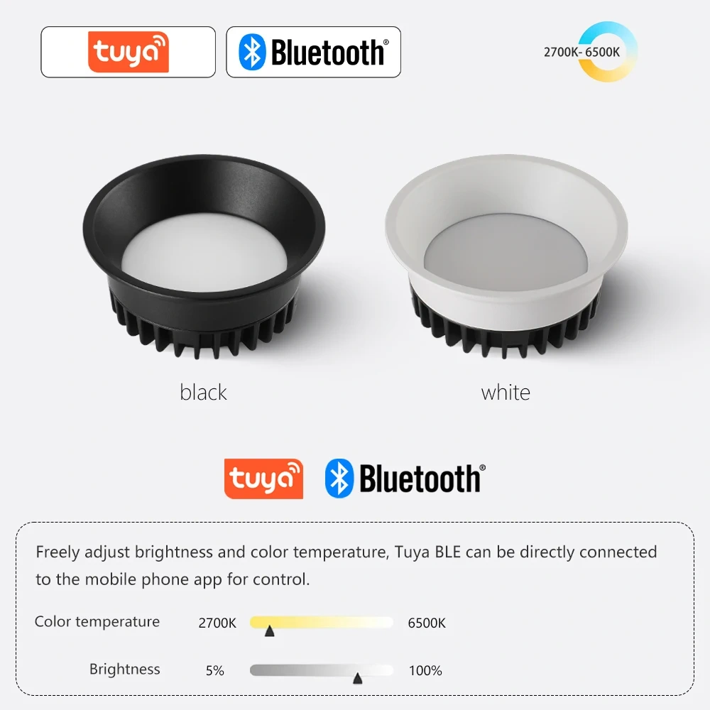 Zigbee/ 5 CCT Switchable/Matter/ DALI Recessed Narrow Border LED Ceiling Lamp Anti-glare Downlight  Bedroom Kitchen Living Room