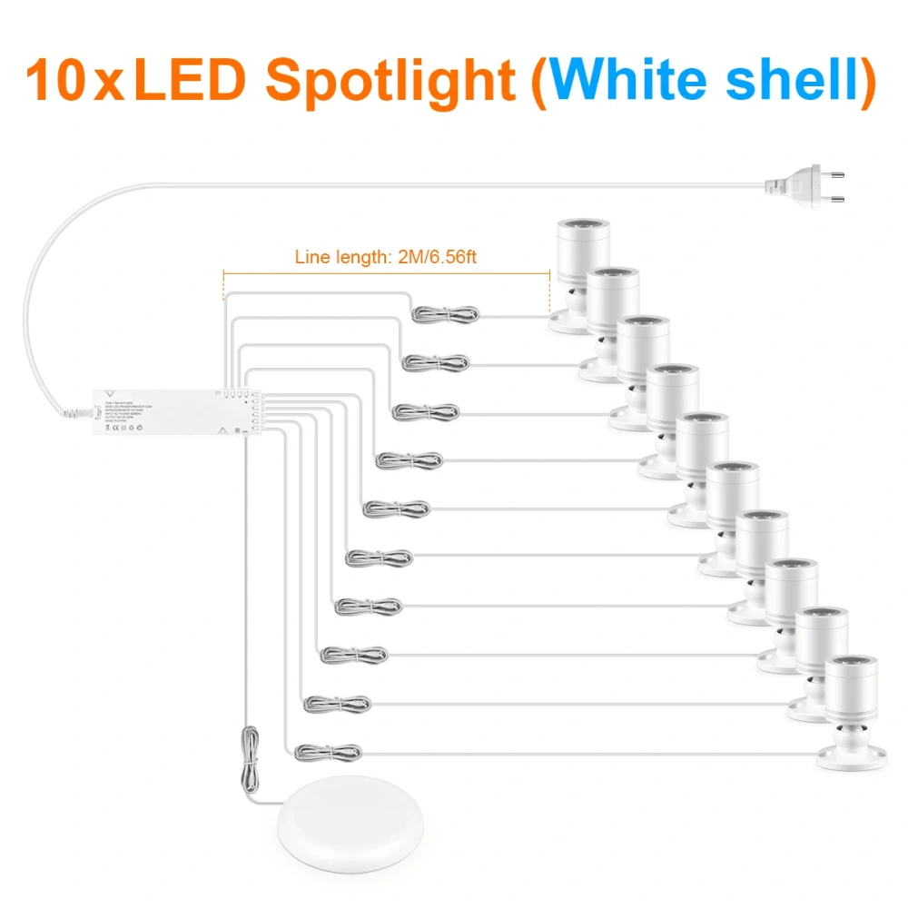 12V 3W LED Spotlight with Touch/Wave Dimmer 2800K-6500K LED Light for Display Cabinet Collectibles Shelf Lighting