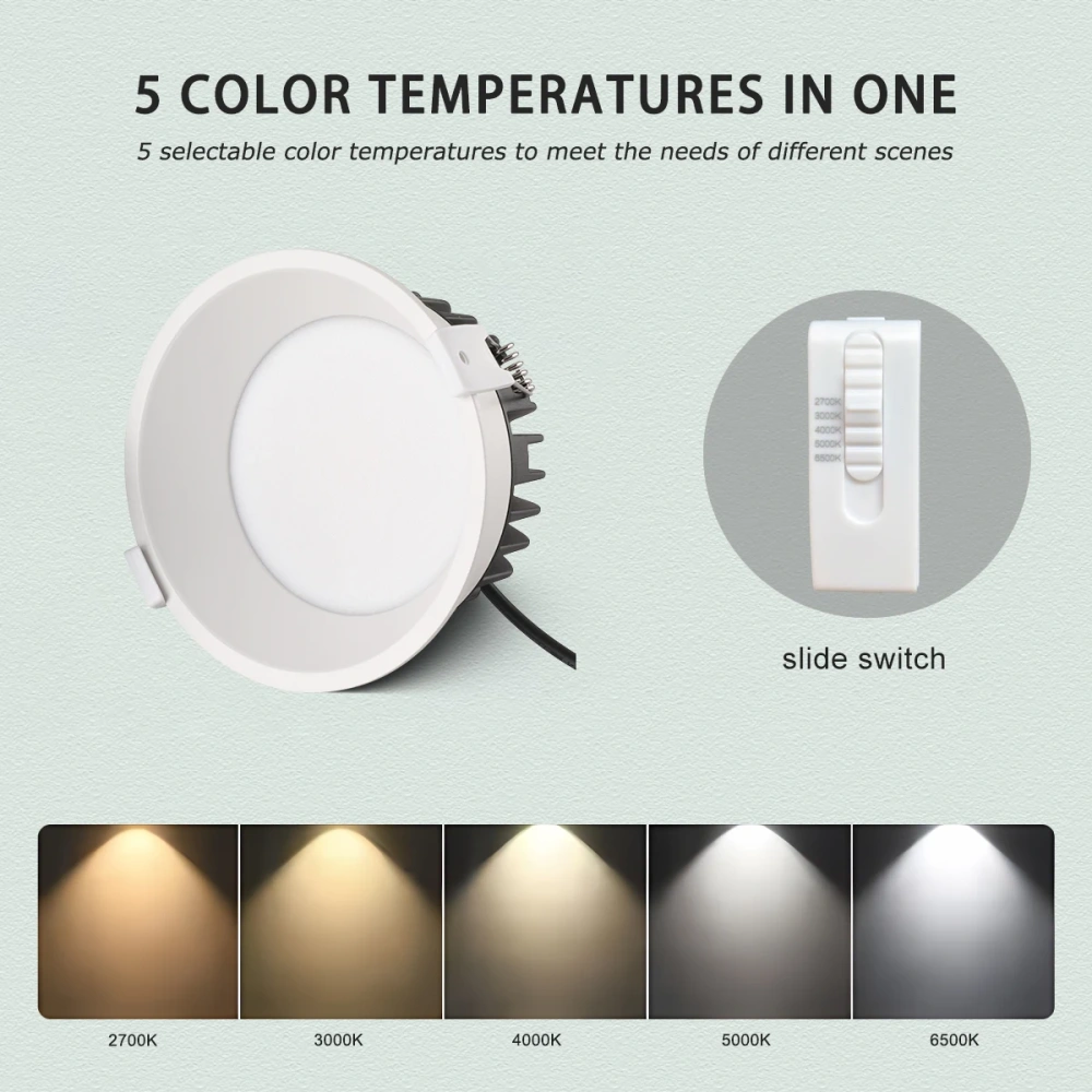 Zigbee/ 5 CCT Switchable/Matter/ DALI Recessed Narrow Border LED Ceiling Lamp Anti-glare Downlight  Bedroom Kitchen Living Room