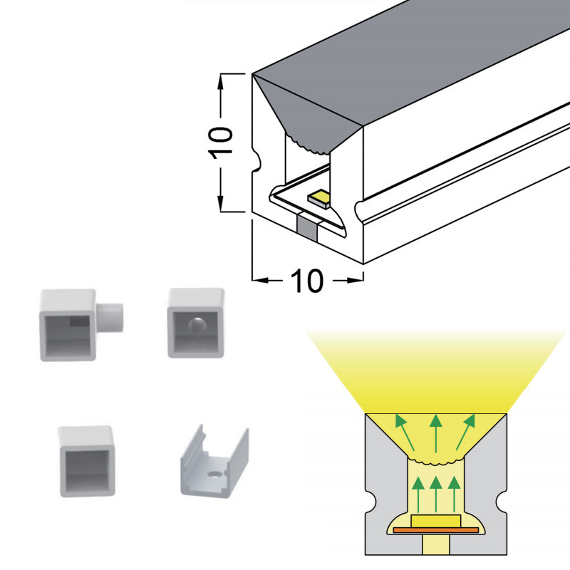 LED silicone co-extrusion integrated neon lamp with hydraulic molded plug IP67 waterproof flexible line lamp