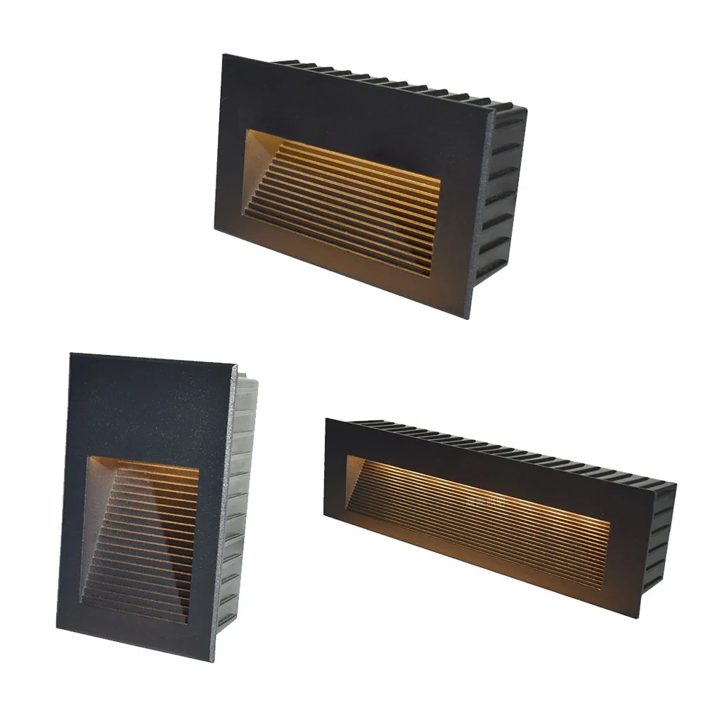 Outdoor Led Stair Step Light 3/5W Waterproof Recessed Wall Corner Lamp Landscape Lighting Footlights For Pathway Stairway Lights